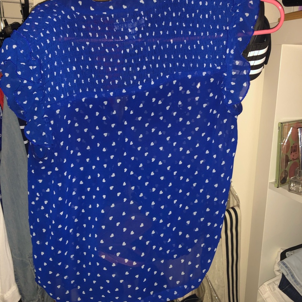 Blue with white heart blouse